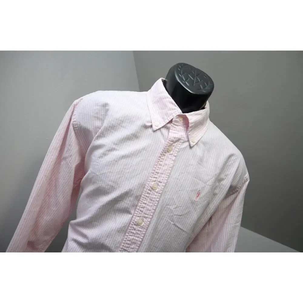 J Crew Button‎ Up Dress Shirt Long Sleeve Casual Striped Mens Sz Large
